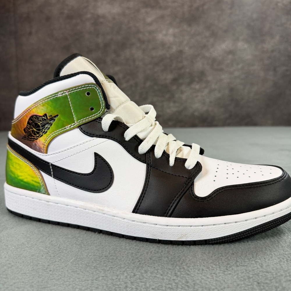 Air Jordan 1 Mid SE Heat Reactive White Black DM7802-100 Mens 10.5 - Picture 5 of 10